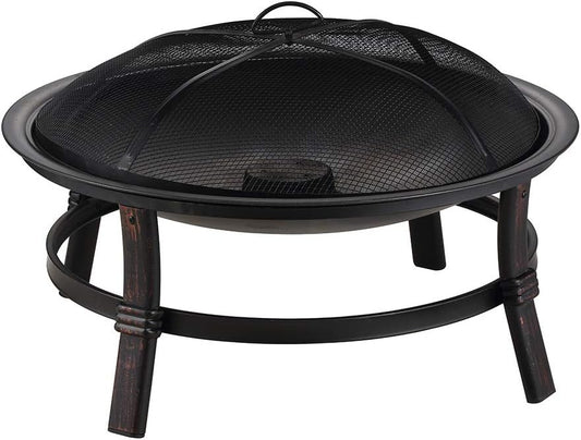 Brushed Copper Wood Burning Outdoor Firebowl