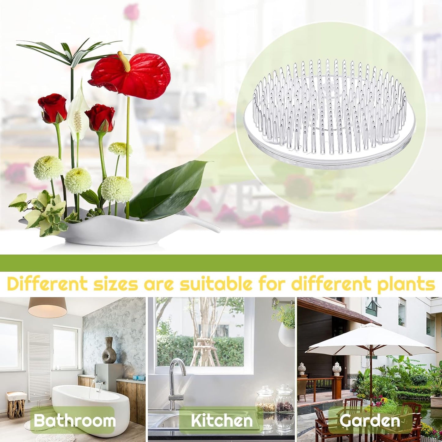 16 Pieces Plastic Flower Frog Flower Pins 2.8 Inch Floral Frog for Arrangements Vase Japanese Floral Arrangement for Plant Decoration, Summer Activity, Wedding Decoration