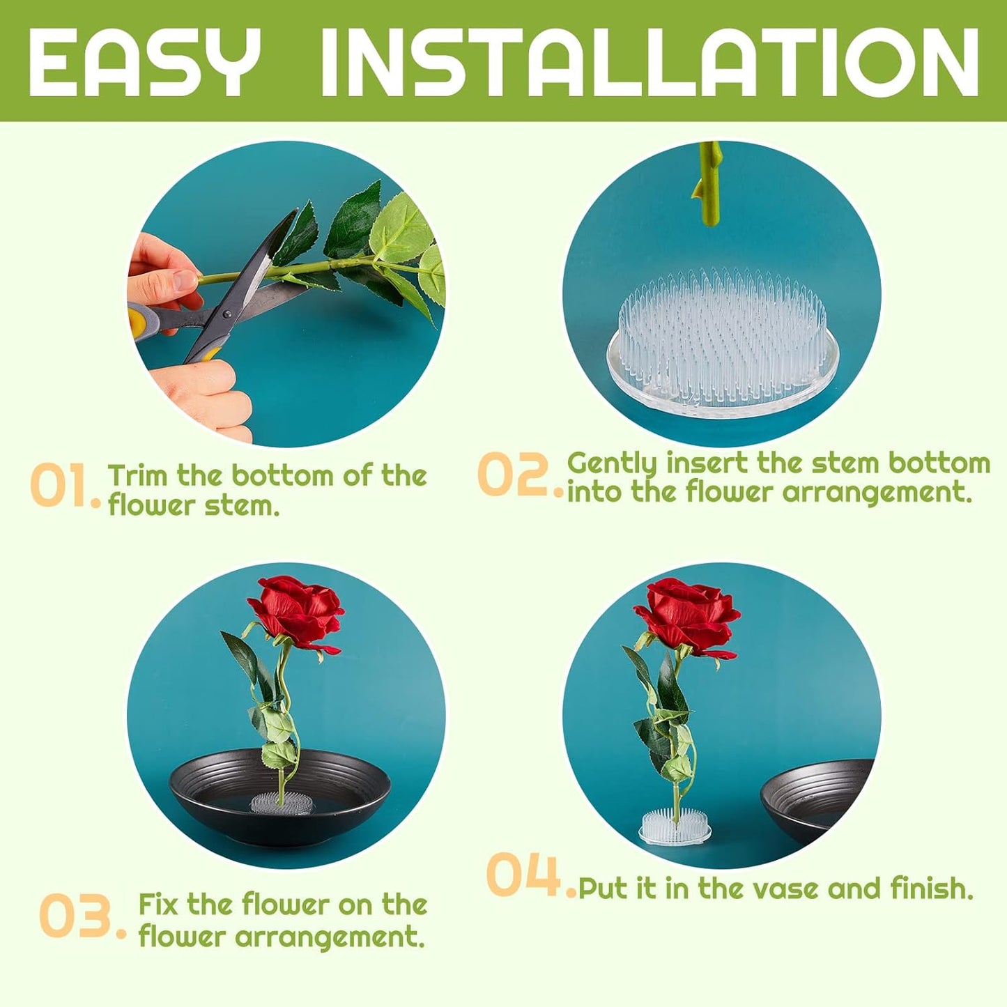 16 Pieces Plastic Flower Frog Flower Pins 2.8 Inch Floral Frog for Arrangements Vase Japanese Floral Arrangement for Plant Decoration, Summer Activity, Wedding Decoration