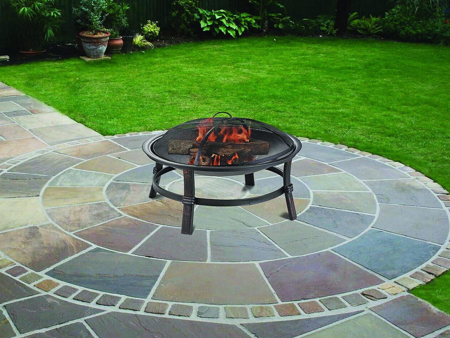 Brushed Copper Wood Burning Outdoor Firebowl